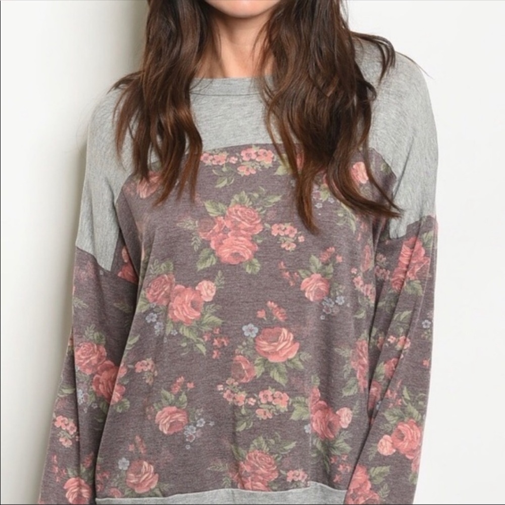 NEW! LONG SLEEVE FLORAL TOP SIZE SMALL AND LARGE - Picture 1 of 2